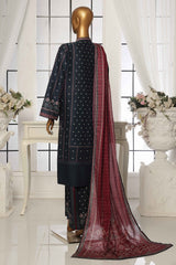 Bin Saeed Stitched 3 Piece Exclusive Printed Lawn Vol-02 Collection-SM-1525-Navy Blue