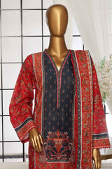 Bin Saeed Stitched 3 Piece Exclusive Printed Lawn Vol-05 Collection-SM-1544-Red