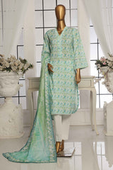Bin Saeed Stitched 3 Piece Exclusive Printed Lawn Vol-04 Collection-SM-1546-Ferozi