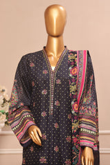 Bin Saeed Stitched 3 Piece Exclusive Emb Lawn Vol-02 Collection-SM-1557-Blue