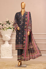 Bin Saeed Stitched 3 Piece Exclusive Emb Lawn Vol-02 Collection-SM-1557-Blue