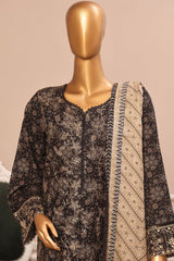 Bin Saeed Stitched 3 Piece Exclusive Emb Lawn Vol-02 Collection-SM-1560-Black