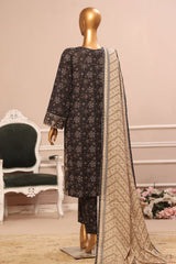 Bin Saeed Stitched 3 Piece Exclusive Emb Lawn Vol-02 Collection-SM-1560-Black