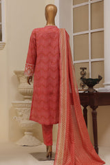Bin Saeed Stitched 3 Piece Exclusive Emb Lawn Vol-02 Collection-SM-1561-Pink