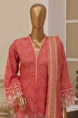 Bin Saeed Stitched 3 Piece Exclusive Emb Lawn Vol-02 Collection-SM-1561-Pink