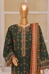 Bin Saeed Stitched 3 Piece Exclusive Emb Lawn Vol-02 Collection-SM-1569-Green