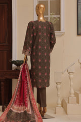 Bin Saeed Stitched 3 Piece Exclusive Emb Lawn Vol-02 Collection-SM-1570-Brown