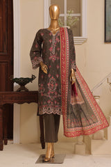 Bin Saeed Stitched 3 Piece Exclusive Emb Lawn Vol-02 Collection-SM-1570-Brown