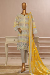 Bin Saeed Stitched 3 Piece Exclusive Emb Lawn Vol-02 Collection-SM-1572-Multi