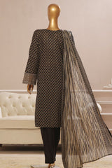 Bin Saeed Stitched 3 Piece Exclusive Emb Lawn Vol-02 Collection-SM-1575-Black