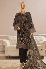 Bin Saeed Stitched 3 Piece Exclusive Emb Lawn Vol-02 Collection-SM-1575-Black
