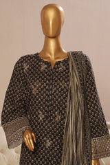 Bin Saeed Stitched 3 Piece Exclusive Emb Lawn Vol-02 Collection-SM-1575-Black