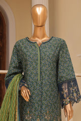 Bin Saeed Stitched 3 Piece Exclusive Emb Lawn Vol-02 Collection-SM-1577-Green