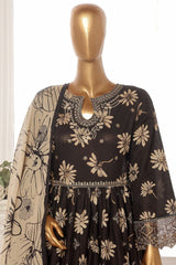 Bin Saeed Stitched 3 Piece Emb Lawn Frock Vol-02 Collection-SM-1620-Black