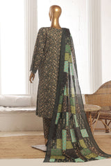 Bin Saeed Stitched 3 Piece Emb Lawn Frock Vol-03 Collection-SM-1634-Green