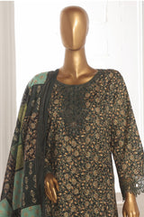Bin Saeed Stitched 3 Piece Emb Lawn Frock Vol-03 Collection-SM-1634-Green