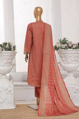 Bin Saeed Stitched 3 Piece Emb Lawn Frock Vol-03 Collection-SM-1635-Rust