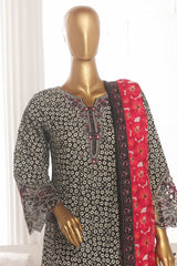 Bin Saeed Stitched 3 Piece Emb Lawn Frock Vol-03 Collection-SM-1636-Black