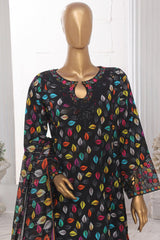 Bin Saeed Stitched 3 Piece Emb Lawn Frock Vol-03 Collection-SM-1638-Black