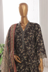 Bin Saeed Stitched 3 Piece Emb Lawn Frock Vol-03 Collection-SM-1641-Black
