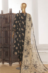 Bin Saeed Stitched 3 Piece Emb Lawn Frock Vol-03 Collection-SM-1642-Black