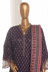 Bin Saeed Stitched 3 Piece Emb Lawn Frock Vol-03 Collection-SM-1643-Blue