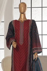 Bin Saeed Stitched 3 Piece Exc Printed Lawn Vol-02 Collection-SM-1709-Red