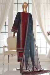 Bin Saeed Stitched 3 Piece Exc Printed Lawn Vol-02 Collection-SM-1709-Red