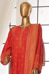 Bin Saeed Stitched 3 Piece Exc Printed Lawn Vol-02 Collection-SM-1710-Orange