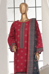 Bin Saeed Stitched 3 Piece Exc Printed Lawn Vol-02 Collection-SM-1712-Red
