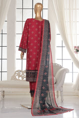 Bin Saeed Stitched 3 Piece Exc Printed Lawn Vol-02 Collection-SM-1712-Red