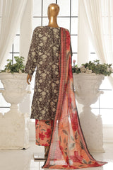 Bin Saeed Stitched 3 Piece Exc Printed Lawn Vol-02 Collection-SM-1714-Grey