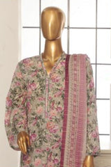 Bin Saeed Stitched 3 Piece Exc Printed Lawn Vol-02 Collection-SM-1750-Grey