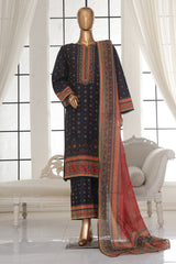 Bin Saeed Stitched 3 Piece Exc Printed Lawn Vol-02 Collection-SM-1752-Black