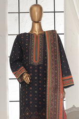 Bin Saeed Stitched 3 Piece Exc Printed Lawn Vol-02 Collection-SM-1752-Black