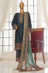 Bin Saeed Stitched 3 Piece Exc Printed Lawn Vol-02 Collection-SM-1753-Navy Blue