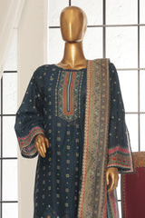 Bin Saeed Stitched 3 Piece Exc Printed Lawn Vol-02 Collection-SM-1753-Navy Blue