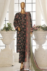 Bin Saeed Stitched 3 Piece Exc Printed Lawn Vol-02 Collection-SM-1757-Black