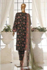 Bin Saeed Stitched 3 Piece Exc Printed Lawn Vol-02 Collection-SM-1757-Black