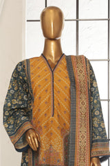 Bin Saeed Stitched 3 Piece Exc Printed Lawn Vol-02 Collection-SM-1760-Mustard