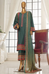 Bin Saeed Stitched 3 Piece Exc Printed Lawn Vol-02 Collection-SM-1762-Green