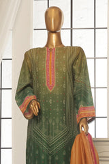 Bin Saeed Stitched 3 Piece Exc Printed Lawn Vol-02 Collection-SM-1763-Green