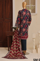 Eid Ke Rang By Bin Saeed Stitched 3 Piece Chikankari Lawn Suit-SM-1765-Blue