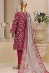 Eid Ke Rang By Bin Saeed Stitched 3 Piece Chikankari Lawn Suit-SM-1779-Magenta