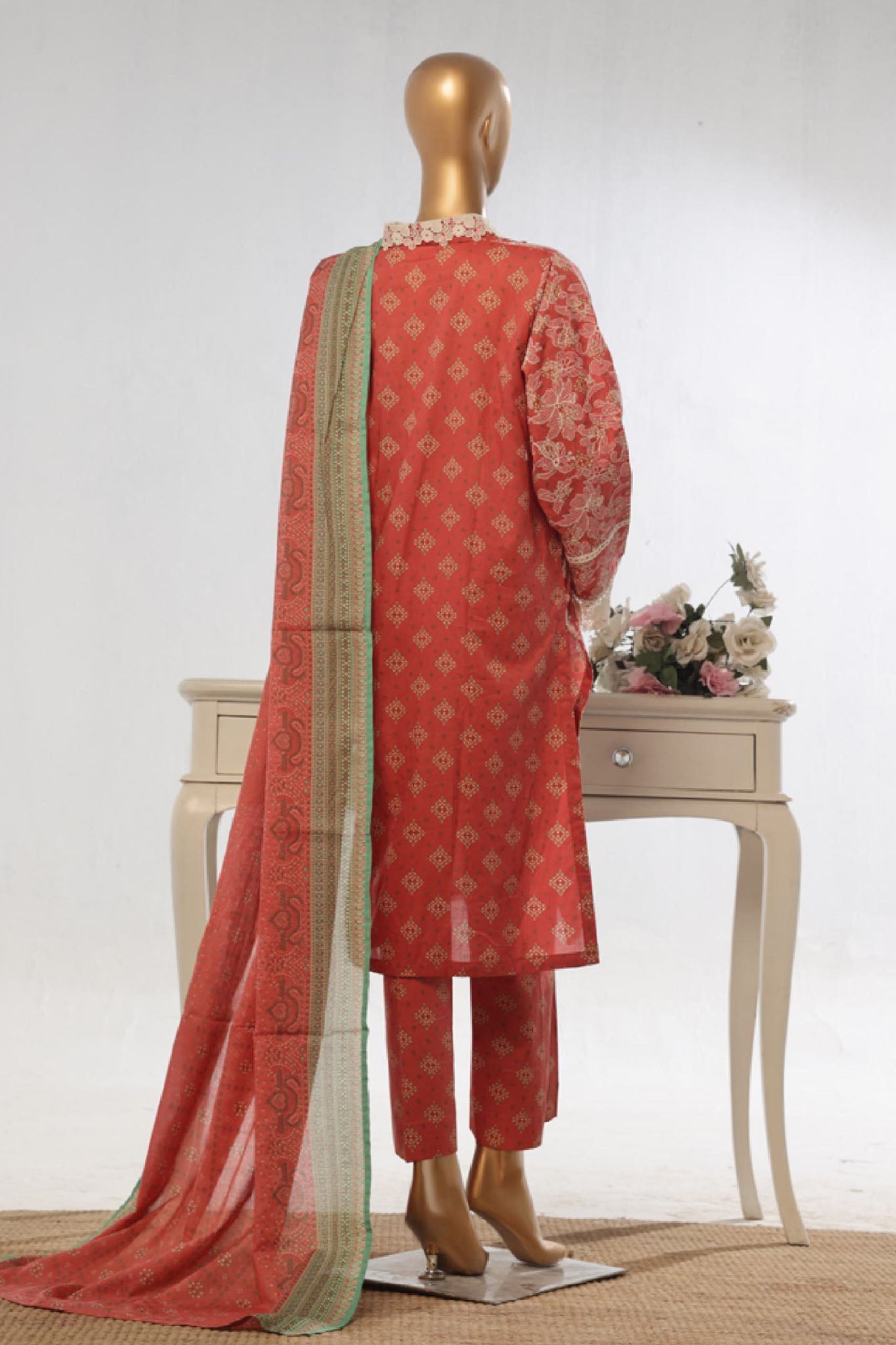Eid Ke Rang By Bin Saeed Stitched 3 Piece Chikankari Lawn Collection'2025-SM-1784-Pink