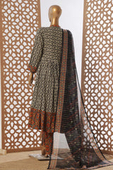 Bin Saeed Stitched 3 Piece Peplum Exclusive Printed Lawn Frock Collection-SM-1741-White
