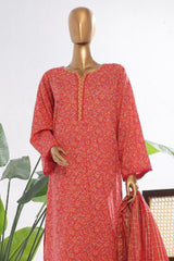 Bin Saeed Stitched 3 Piece Exclusive Printed Lawn Vol-03 Collection'2025-SM-1838-Red