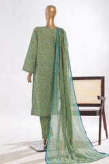 Bin Saeed Stitched 3 Piece Exclusive Printed Lawn Vol-03 Suit-SM-1839-Green