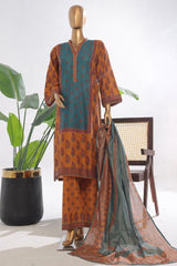 Bin Saeed Stitched 3 Piece Exclusive Printed Lawn Vol-03 Suit-SM-1843-Green