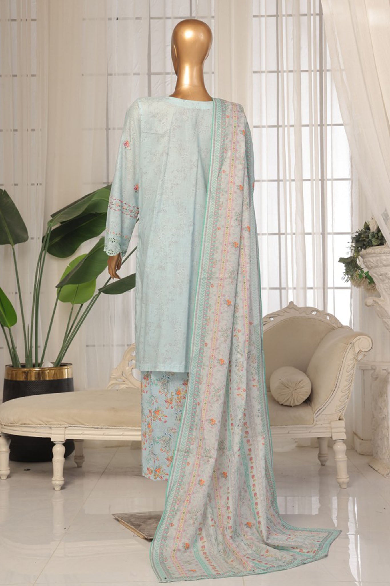Eid Ki Khushiyan by Bin Saeed Stitched 3 Piece Luxury Self & Stripe Collection'2025-SM-1858